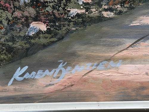 WOW !!! WHAT A BEAUTY - LARGE FRAMED OIL ON CANVAS LANDSCAPE BY LISTED ARTIST KAREN BENZIEN