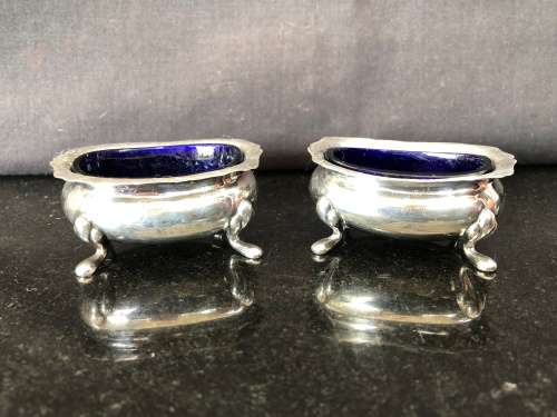 WOW !!! STUNNING PAIR OF SILVERPLATE OPEN SALTS BY JOHN COLLYER BIRMINGHAM - CLEARLY MARKED