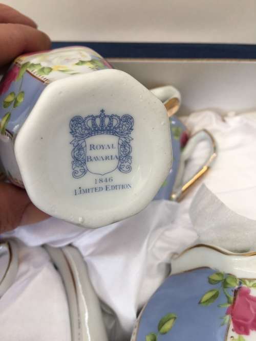 Stunning Vintage German Limited Edition Royal Bavaria Gift Boxed Victorian Style Coffee Set.