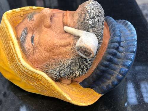 WOW !!! OLD SALT - VINTAGE LEGEND PRODUCTS CHALKWARE 3D WALL HANGING FIGURINE SIGNED F.WRIGHT c1985