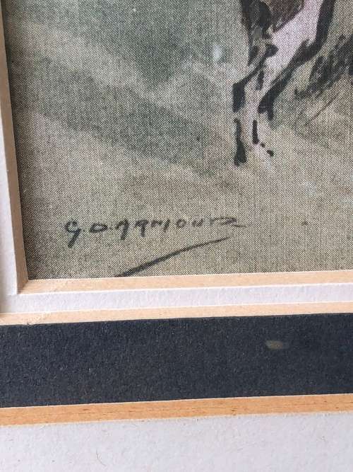 WOW !!! STUNNING HUNTING PRINT IN A GORGEOUS GOLDEN FRAME - BEHIND GLASS