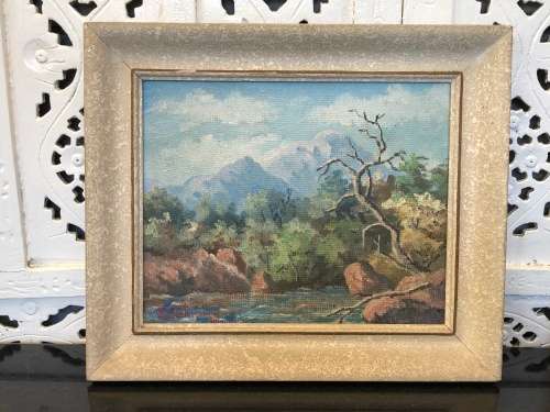 WOW !!! SEUBRING ORIGINAL VINTAGE OIL ON BOARD IN A VINTAGE FRAME - SIGNED