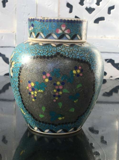 Antique Ultra Rare Japanese Totai Shippo "Porcelain"Cloisonne Ginger Jar, c1860. Tsukamoto Kaisuke