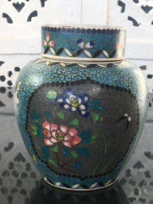 Antique Ultra Rare Japanese Totai Shippo "Porcelain"Cloisonne Ginger Jar, c1860. Tsukamoto Kaisuke