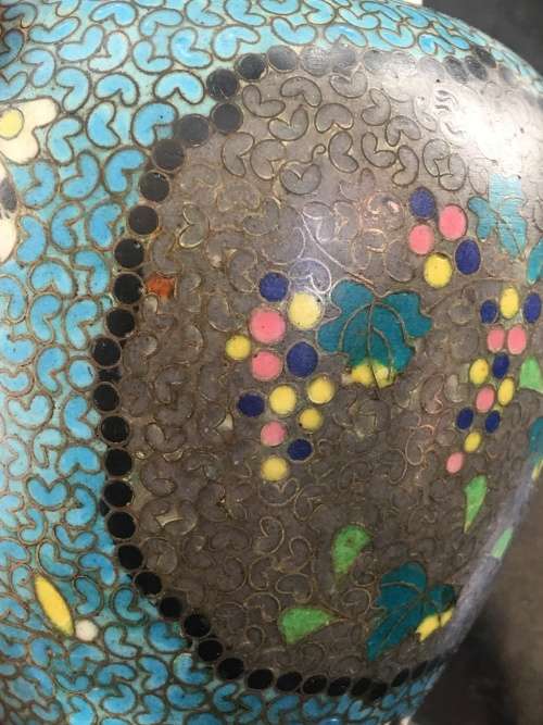 Antique Ultra Rare Japanese Totai Shippo "Porcelain"Cloisonne Ginger Jar, c1860. Tsukamoto Kaisuke