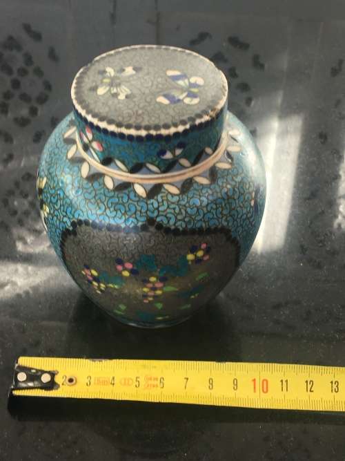 Antique Ultra Rare Japanese Totai Shippo "Porcelain"Cloisonne Ginger Jar, c1860. Tsukamoto Kaisuke