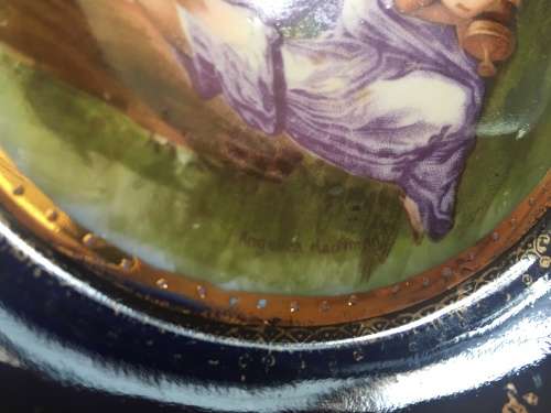 Royal Austria Angelica Kauffmann c1741-1807 Bindenschild Cobalt Blue & Gilt Neoclassical 16cm  Plate