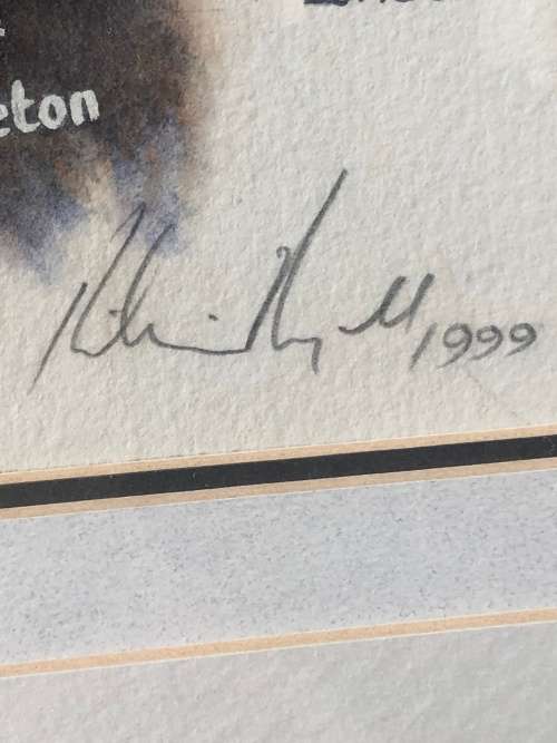 RICHIE RYALL PAINTING OF NICK MALLET WITH SPRINGBOK COACHING TEST RECORD 97-98 SEASON - SIGNED