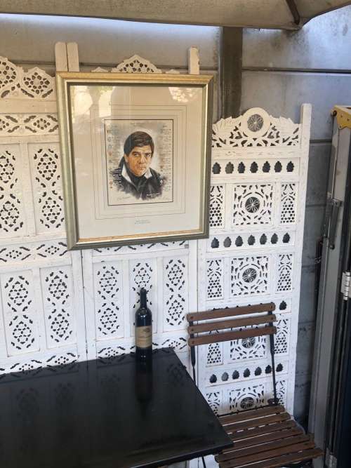 RICHIE RYALL PAINTING OF NICK MALLET WITH SPRINGBOK COACHING TEST RECORD 97-98 SEASON - SIGNED