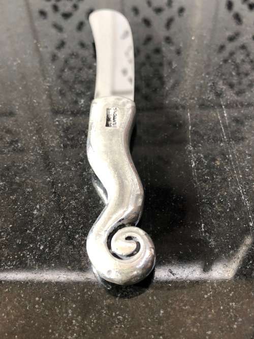 WOW !!! VINTAGE CARROL BOYES PEWTER MINI PATE KNIFE - WAVE PATTERN
