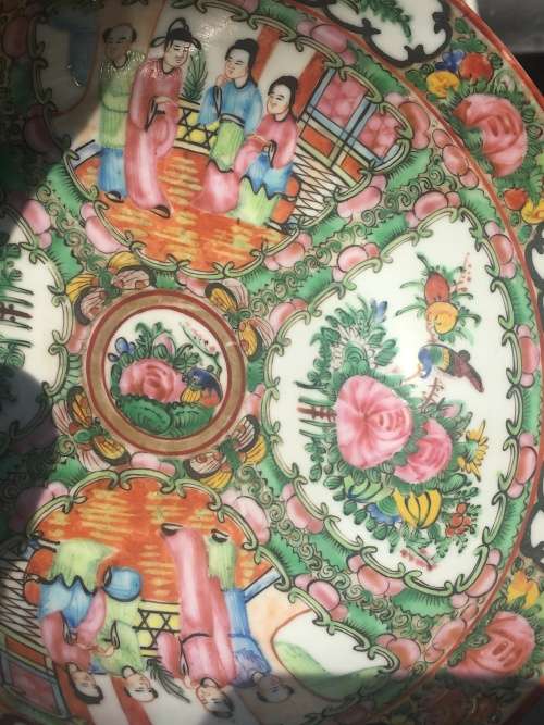 Antique Chinese Export Famille Rose Medalion Canton Porcelain 20 cm Bowl  Marked China