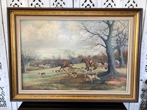 INVESTMENT ART - WILFRED BAILEY (ACTIVE 1900-1930) BRITISH ARTIST - LARGE OIL ON CANVAS "THE HUNT"