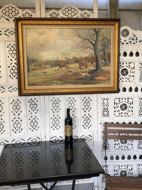 INVESTMENT ART - WILFRED BAILEY (ACTIVE 1900-1930) BRITISH ARTIST - LARGE OIL ON CANVAS "THE HUNT"