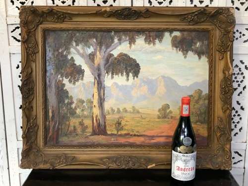 INVESTMENT ART !!! PERCY WORT (1909-1983) GORGEOUS LANDSCAPE OIL ON BOARD - TITLED "NEAR WORCESTER"