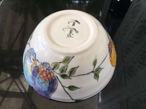 South African Artist Karen Kieviet Designer Owl Bowl Table Center Piece.X Large Hand Made & Painted.