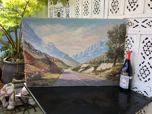 MATT FERREIRA (SA 20th CENTURY) GORGEOUS LARGE UNFRAMED OIL ON CANVAS - DU TOIT'S KLOOF