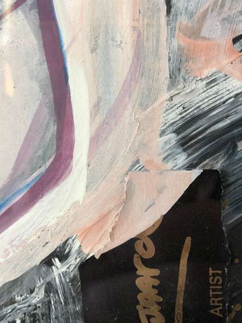 JOHAN TALJAARD (SA 20th C) FRAMED MIXED MEDIA / COLLAGE - TITLED "L' HARLEQUIN - DATED 1991
