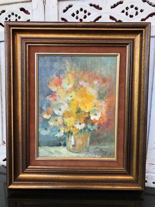 INVESTMENT ART !!! JAN DINGEMANS (SA 1921 - 2001) BEAUTIFULLY FRAMED OIL ON BOARD - STILL LIFE