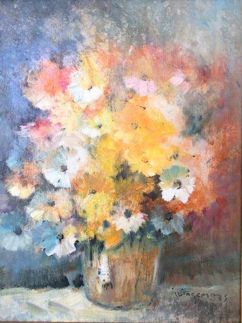 INVESTMENT ART !!! JAN DINGEMANS (SA 1921 - 2001) BEAUTIFULLY FRAMED OIL ON BOARD - STILL LIFE