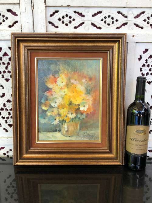 INVESTMENT ART !!! JAN DINGEMANS (SA 1921 - 2001) BEAUTIFULLY FRAMED OIL ON BOARD - STILL LIFE