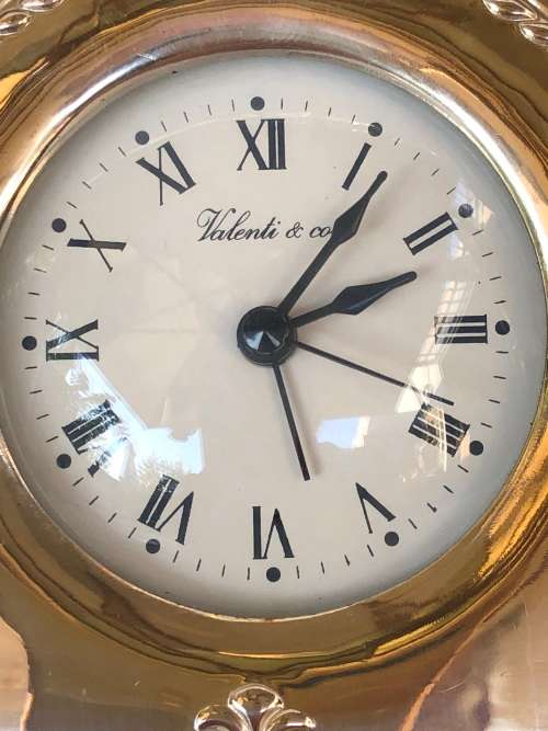 GORGEOUS ITALIAN STERLING SILVER CLAD QUARTZ MANTEL CLOCK - CLEARLY MARKED ABOUT 7g - NEEDS BATTERY