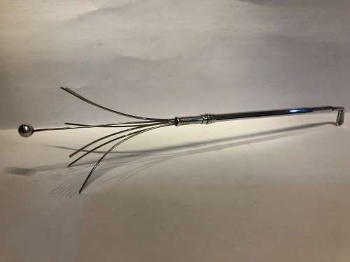 WOW !!! DEAKIN and FRANCIS BIRMINGHAM HALLMARKED STERLING SILVER COCKTAIL SWIZZLE STICK - c1954