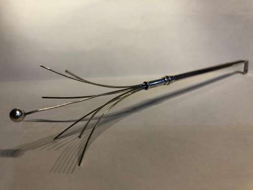 WOW !!! DEAKIN and FRANCIS BIRMINGHAM HALLMARKED STERLING SILVER COCKTAIL SWIZZLE STICK - c1954