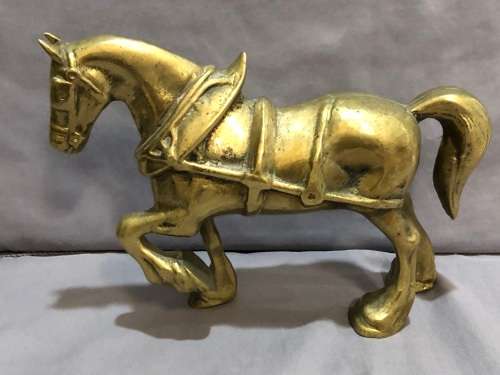 BEAUTIFUL HEAVY BRASS ORNAMENTAL HORSE - CLYDESDALE SIZE HOOVES - ABSOLUTELY STUNNING