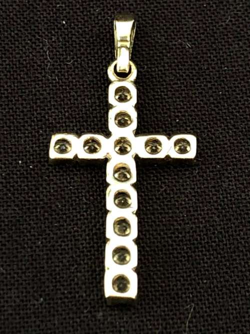STUNNING 9ct YELLOW GOLD AND CZ CRUCIFIX PENDANT - CLEARLY MARKED - 1.24g