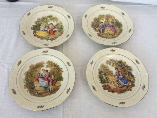 lot Vine Embossed Edge French Fragonard Courting Couples Display Plates By Premier Collector Series