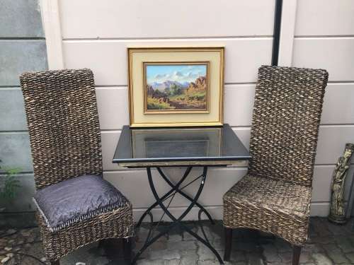 INVESTMENT ART !! TITTA FASCIOTTI (SA 1927-1993) OIL ON BOARD LANDSCAPE PAINTING TITLED ON THE REAR