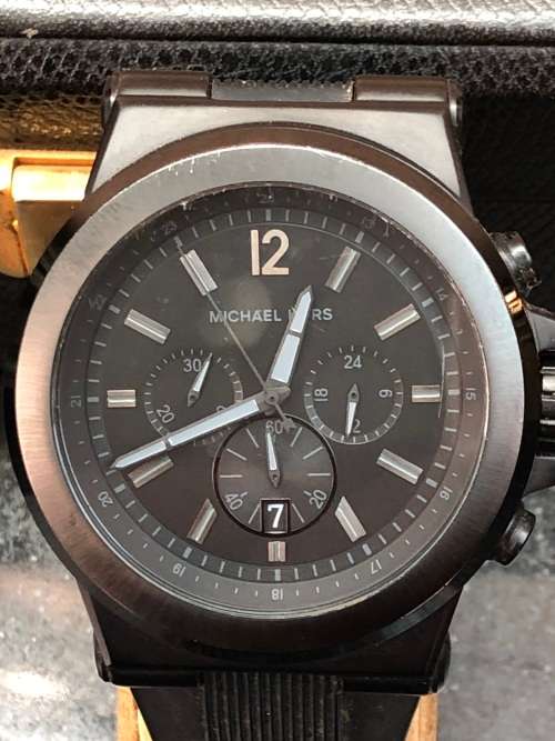 MICHAEL KORS MK-8152 STYLISH DYLAN BLACK BULKY MENS QUARTZ WATCH - WORKING 100%