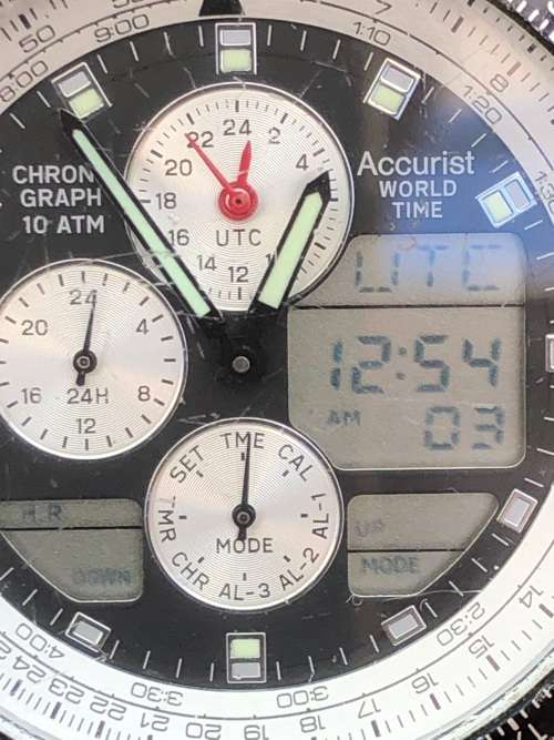 SEIKO ACCURIST CAL-C00 WORLD TIME CHRONOGRAPH QUARTZ WATCH - FULLY WORKING