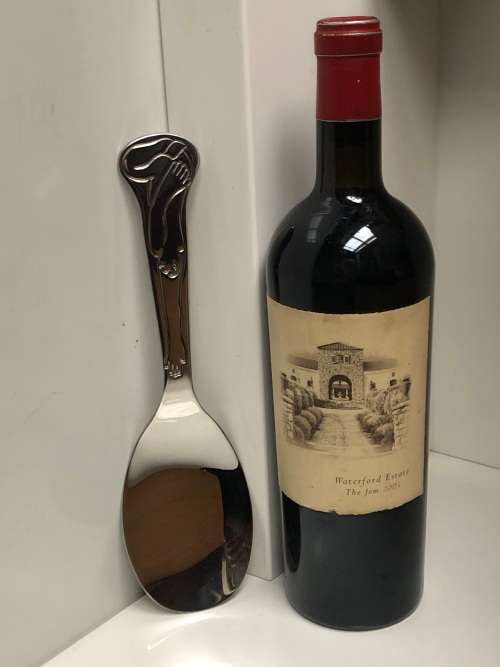CARROL BOYES (1954 - 2019) STRIVE PATTERN STAINLESS STEEL SERVING SPOON