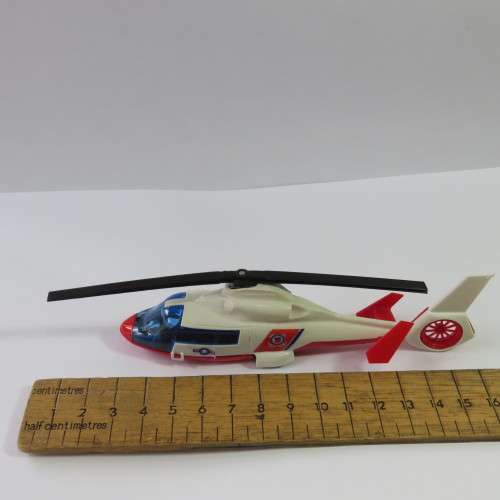 Majorette #322 Dauphin 2 SO365 US Army helicopter model - Plastic - Mirror damage to rear wing