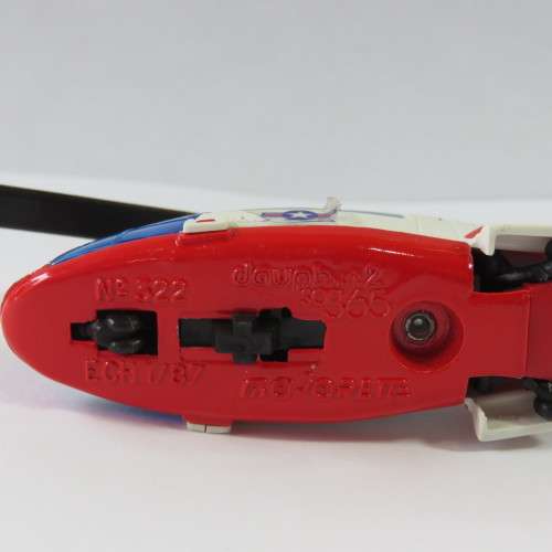 Majorette #322 Dauphin 2 SO365 US Army helicopter model - Plastic - Mirror damage to rear wing