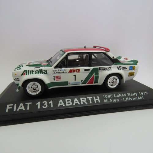 Fiat 131 Abarth die-cast rally model car - 1000 Lakes rally 1979 - Scale 1/43 - Case cracked