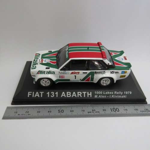Fiat 131 Abarth die-cast rally model car - 1000 Lakes rally 1979 - Scale 1/43 - Case cracked
