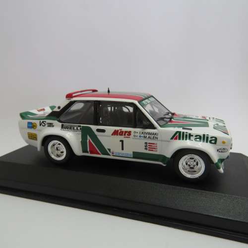 Fiat 131 Abarth die-cast rally model car - 1000 Lakes rally 1979 - Scale 1/43 - Case cracked