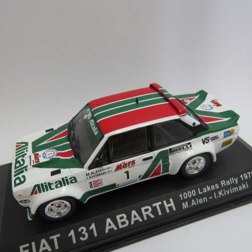 Fiat 131 Abarth die-cast rally model car - 1000 Lakes rally 1979 - Scale 1/43 - Case cracked
