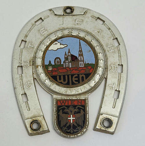 Vienna Austria good wishes car grille badge - Vintage