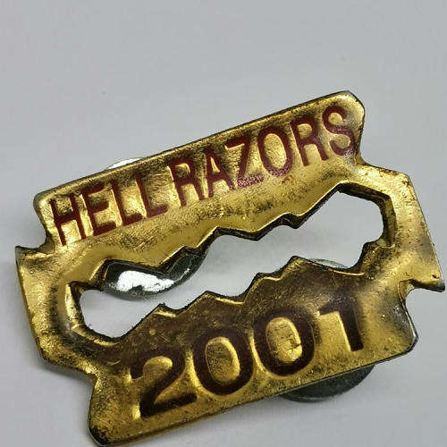 Pair of Hell razors motorcycle badge