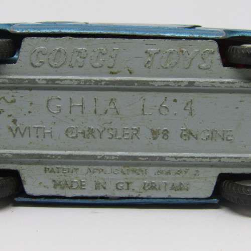 Corgi Toys Ghia L6.4 with Chrysler V8 Engine die-cast model car - rear bumper missing
