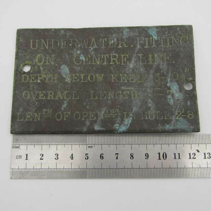 Vintage brass Sonar calibration plaque for boat / yacht