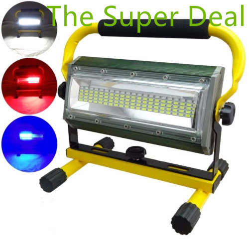 100W Rechargeable LED Flood Light With Blue and Red Flash Lights