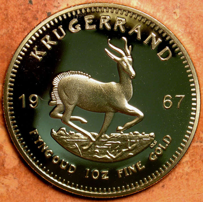 First Issue 1967 Krugerrand Commemorative Medal * GOLD PLATED *