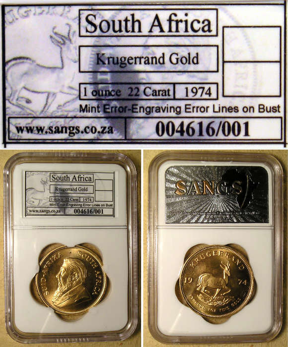1974 Full 1 Oz Gold Krugerrand * MINT ERROR *