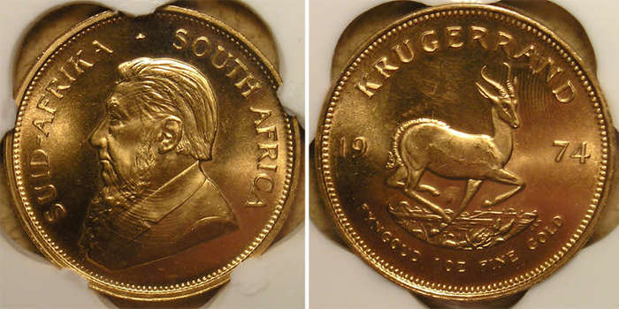 1974 Full 1 Oz Gold Krugerrand * MINT ERROR *