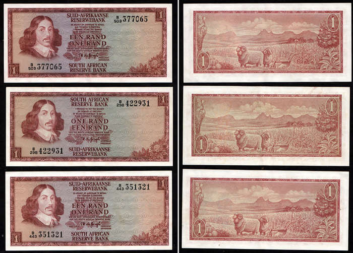 Collection of 1 Rand and 2 Rand Banknotes, TW de Jongh, Mostly in EF Condition