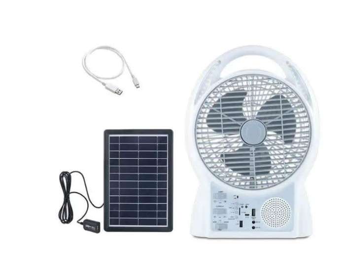 6-in-1 Solar Rechargeable 8 Inch Fan GD-8029